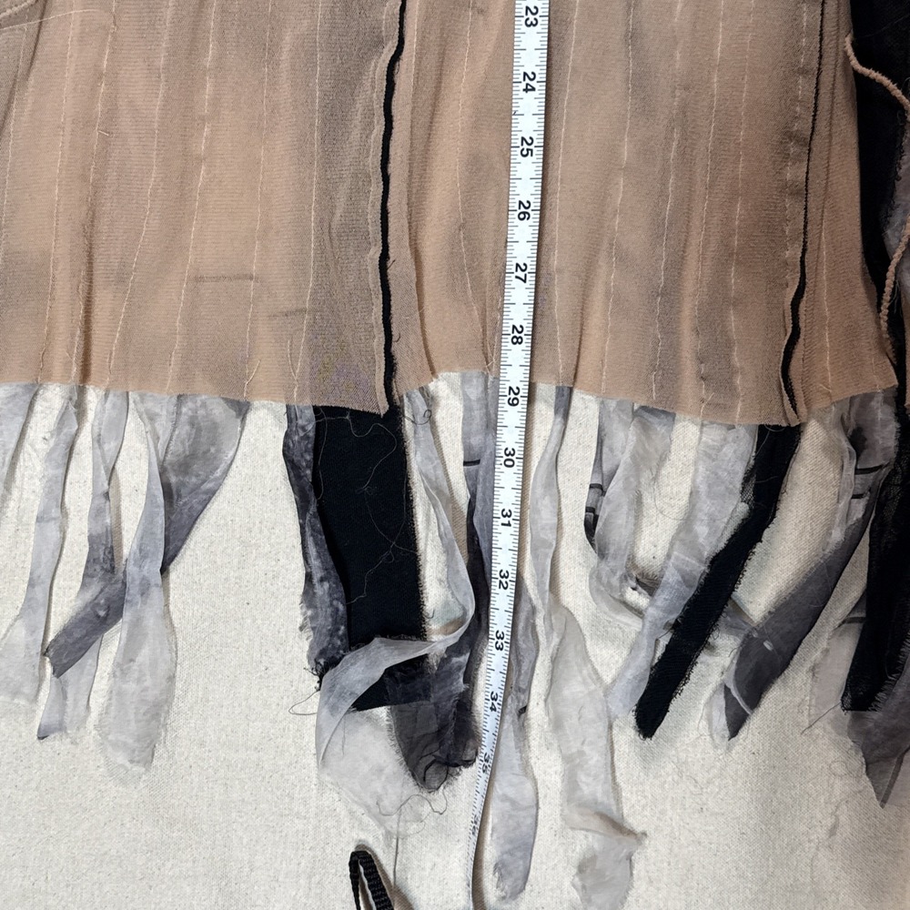 Jean Paul Gaultier Black, Beige & Gray Layered Fringe Long Sleeve Top - Picture 8 of 15